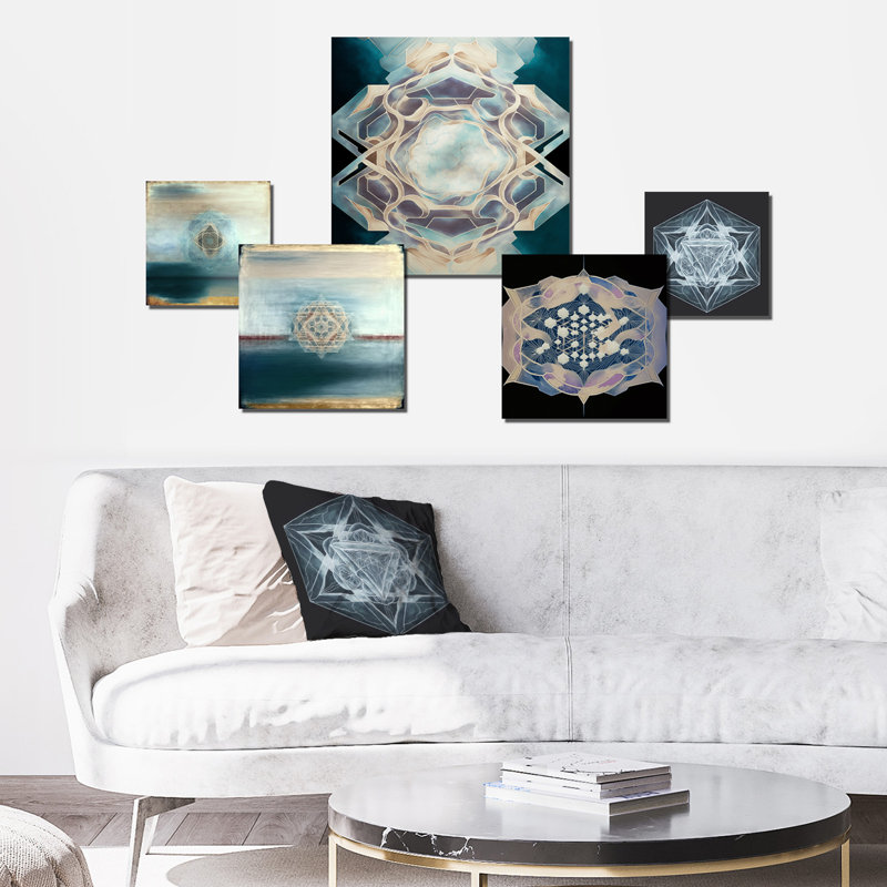Décoration murale géométrique sacrée en tons de V rétro - géométrique moderne en métal