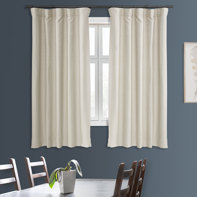 Rideaux obscurcissants en lin synthétique pour chambre et salon Bellino (1 panneau), Taupe parisien, L 50 po x L 120 po