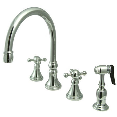 Deck Mount Double Handle Widespread Kitchen Faucet with Knight Cross Handle