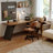 Nut-brown+Black L-Shaped Solid Wood+Iron desk-79790659-79790661