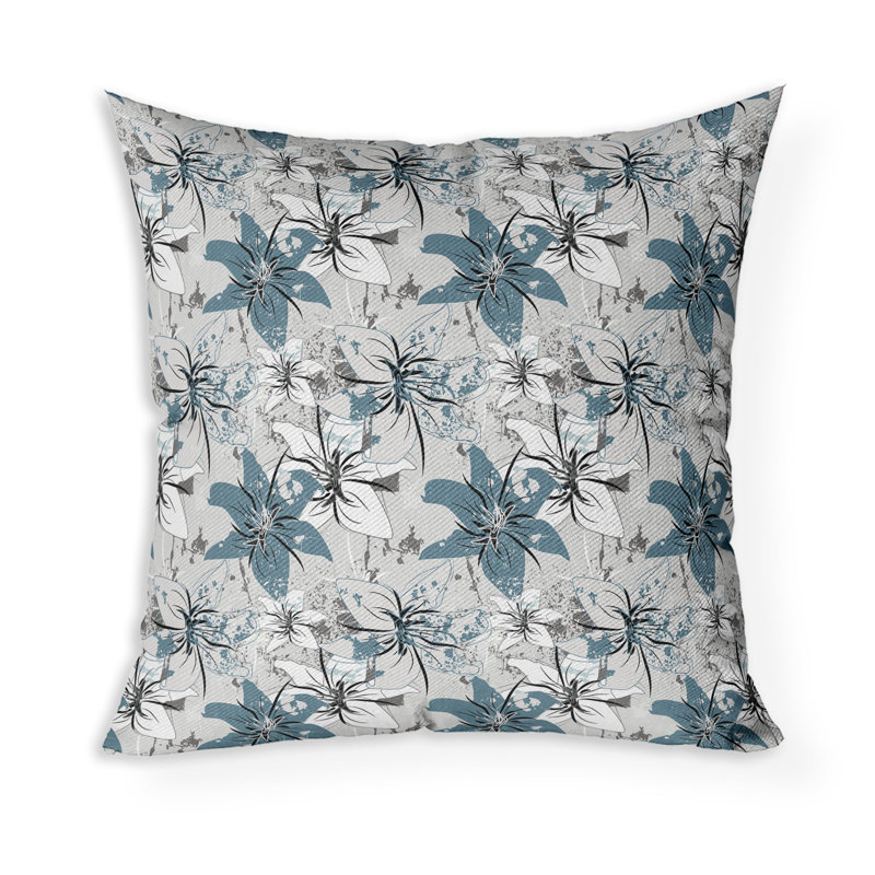 Coussin décoratif carré Lily, Vert / Gris, H 26 po x l 26 po