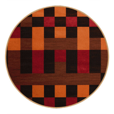Machine Washable Checkered Brown Area Rug