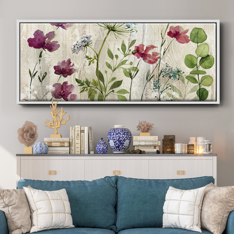 Meadow Flowers I- Framed Canvas, 20" H x 50" W
