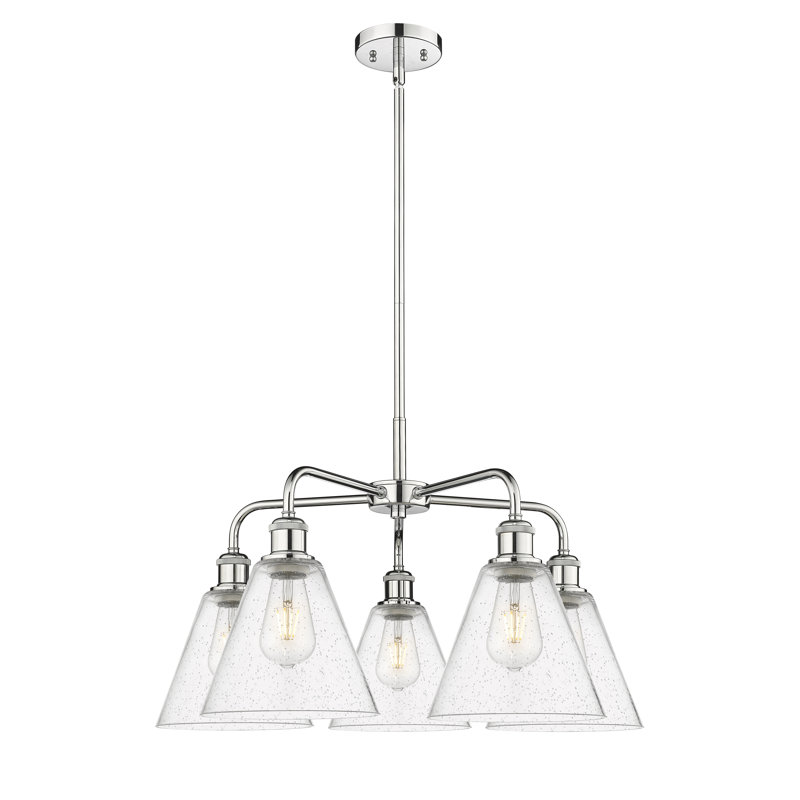 Lustre conique à 5 lumières Mallery, Chrome poli
