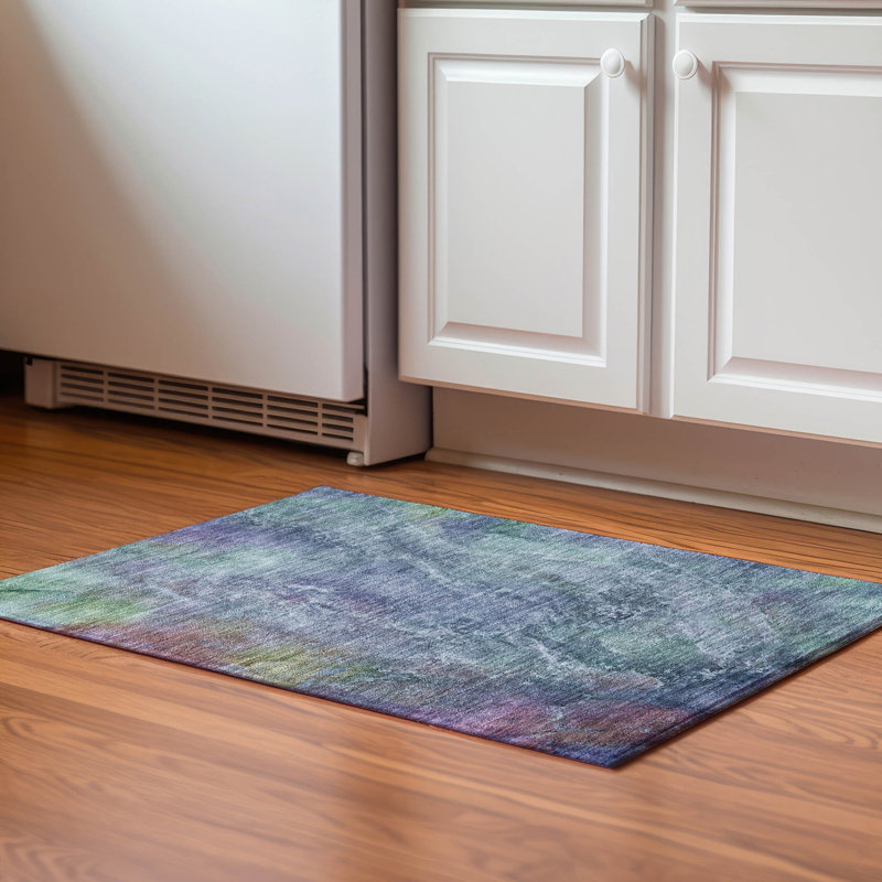 Premium Machine Washable Mayfield AMF2308 Abstract Rug, Blue, 1'8" x 2'6"