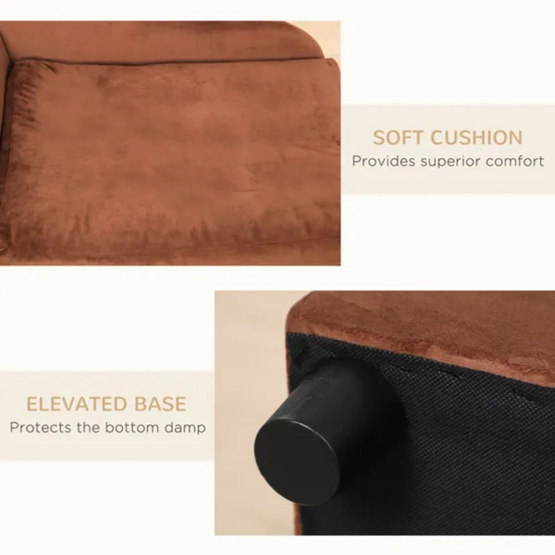 Canapé-lit brun avec rangement pour chats et petits chiens