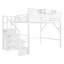 Grand lit mezzanine avec escalier, grand lit mezzanine en métal avec garde-corps hauts et en forme de maison, lit mezzanine haut avec garde-robe
