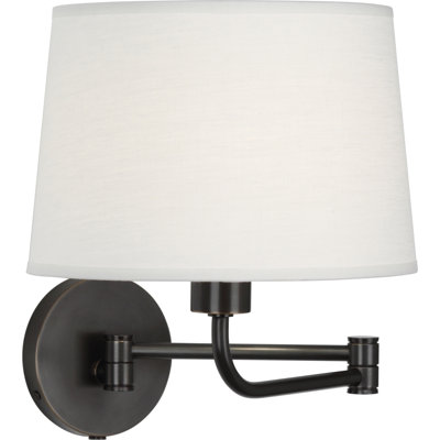 Luminaire de lampe de chevet à bras articulé réglable Srkashlteni - avec abat-jour en lin huître, 100 W maximum, parfait pour les espaces contemporains et transitionnels