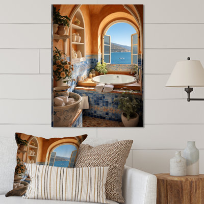 Orange Mediterranean Bath Tranquility 5 - Bathroom Metal Wall Art