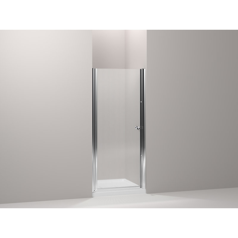 Fluence Pivot Falling Lines Shower Door, Matte Nickel, 65.5 x 32.75