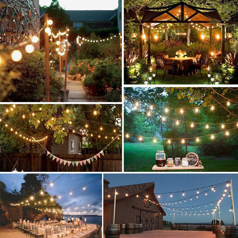 Banord LED 48 Foot String Lights, 16 Warm White Bulbs for Outdoor Use