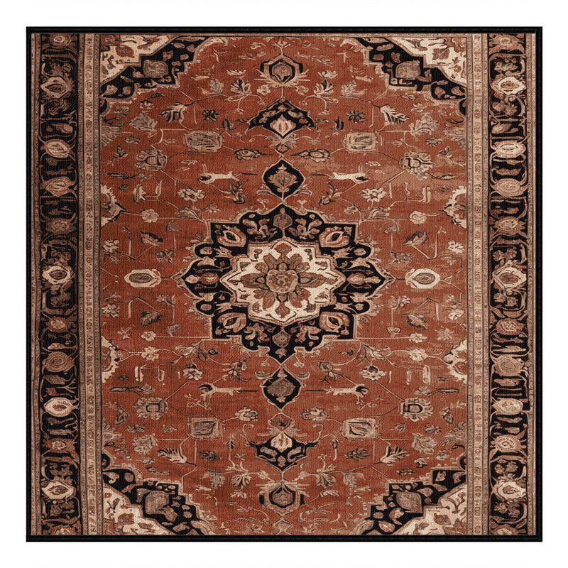 Tapis brun lavable à la machine, Carré 5 pi
