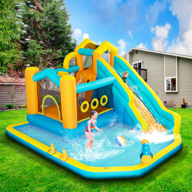 Jeu gonflable ECLIFE 13,4 pi x 11,9 pi avec piscine à éclaboussures et souffleur d'air