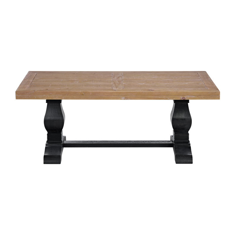 Sarcoline Solid Wood Pedestal Coffee Table, Driftwood/Black