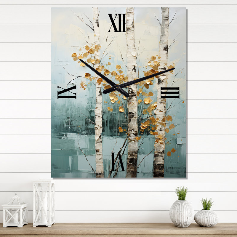 Horloge murale Birch Woods Whispering Winds - Floral, Petit