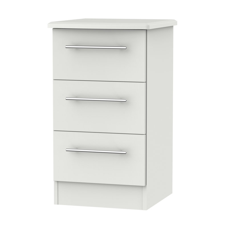 Fully Assembled Levine 3 Drawer Bedside Table, Grey