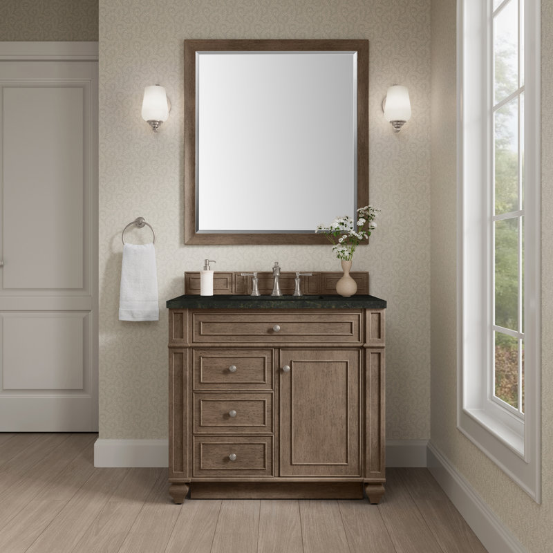 Meuble-lavabo simple 36 po Calisto, Noyer blanchi, Phantome Eclos, 8 po
