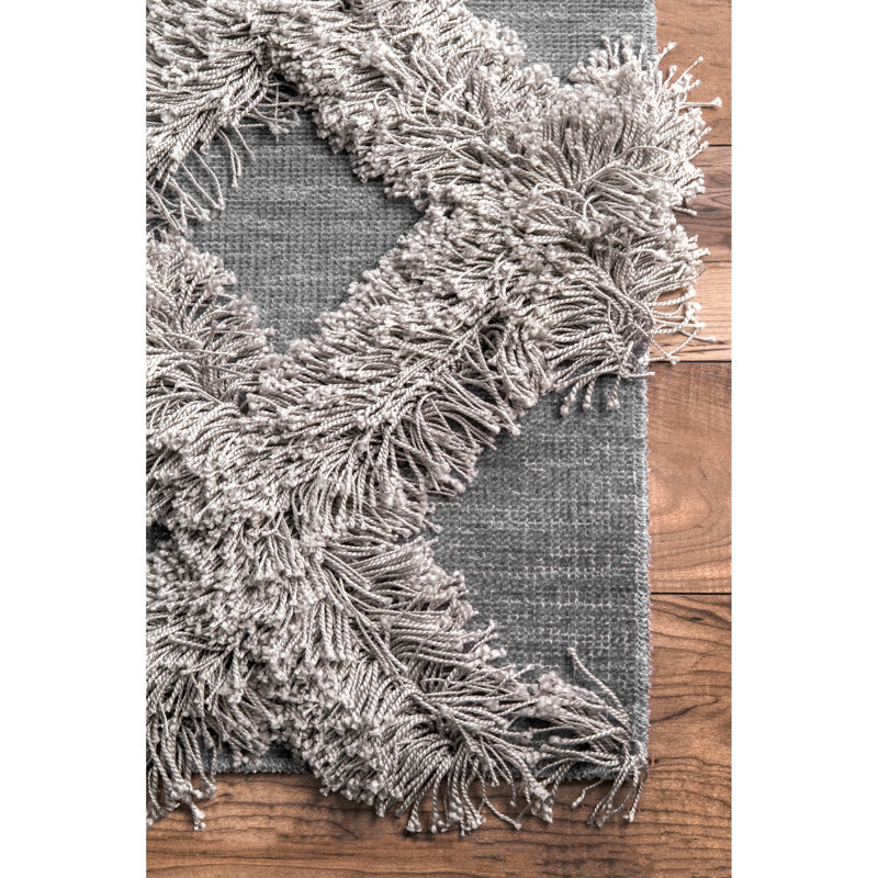 Tapis gris à motif géométrique Fresquez, Rectangle de 5 pi x 8 pi