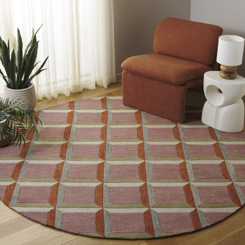Tapis géométrique touffeté à la main Nickelsen, Rond 7 pi