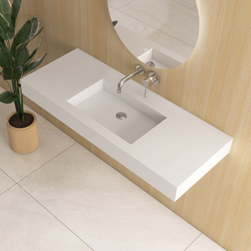  Lavabo de salle de bain mural à surface solide 47 po