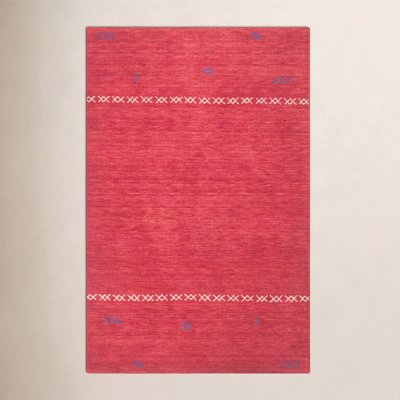 Santiago Handmade Wool Red Rug, Rectangle 8' x 10'