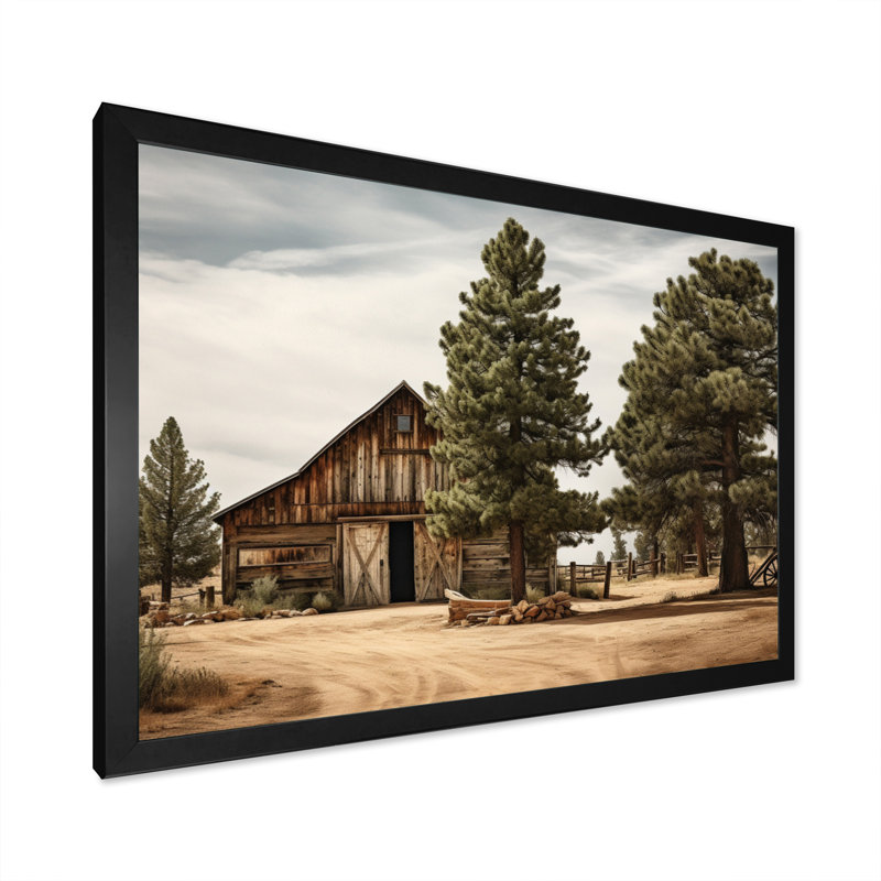 Pin, charme rustique sur bois de pin, Cadre simple noir, H 30 po x l 40 po x P 1,5 po