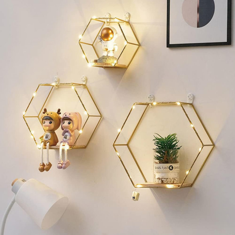 Hexagonal Floating Shelf Wall Decoration