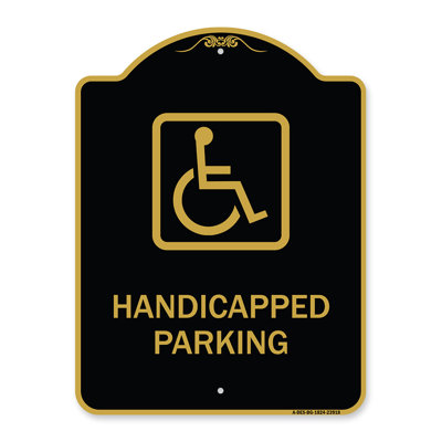 Signmission Designer Series Sign - Handicapped Parking (Handicapped Symbol) | Black & Gold 18" X 24" Heavy-Gauge Aluminum Architectural Sign | Protect