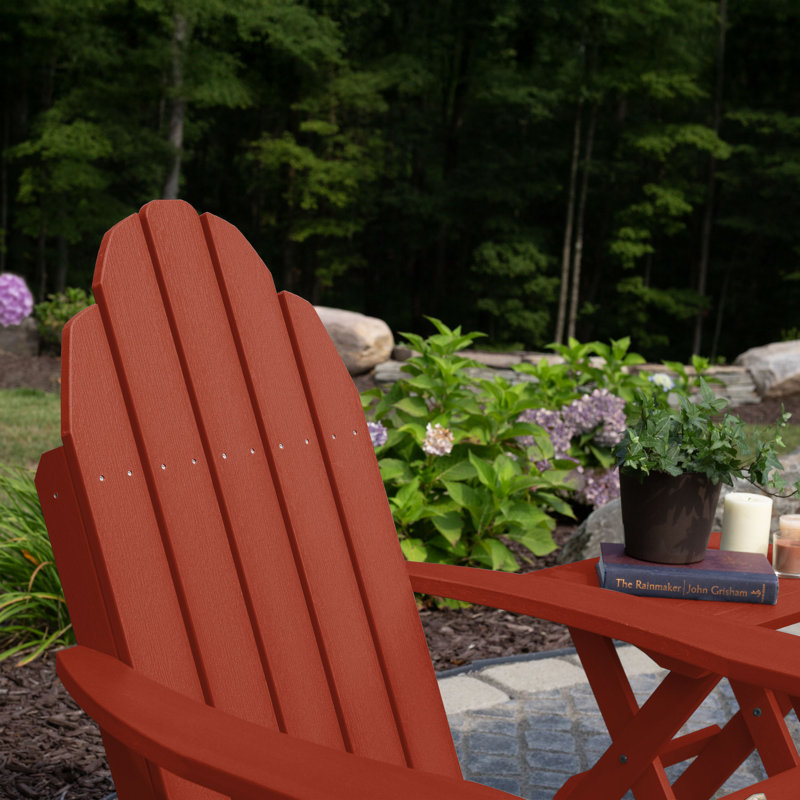 Chaise Adirondack en plastique avec repose-pieds Hinz, Rouge rustique
