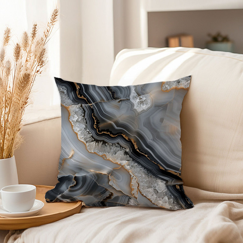 Abstract Gray Marble Geode Pattern IX Modern, 16"H x 16"W