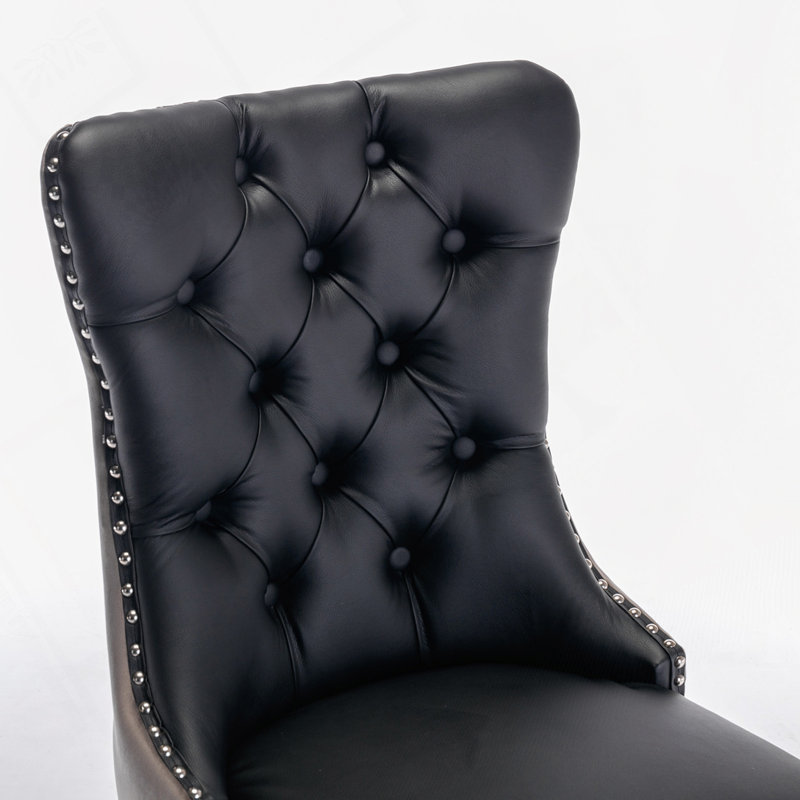 Chaise rembourrée en polyuréthane et velours, Noir/gris