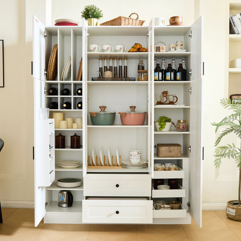 Armoire de rangement avec tiroirs, tablettes réglables, Blanc