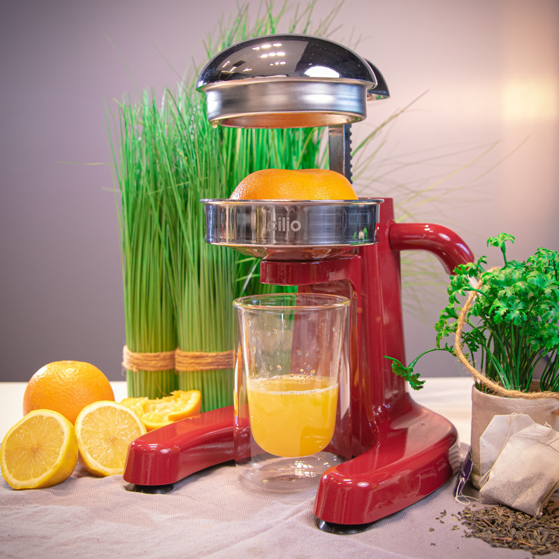 Compact Red Stainless Steel Lever Action Citrus Juicer