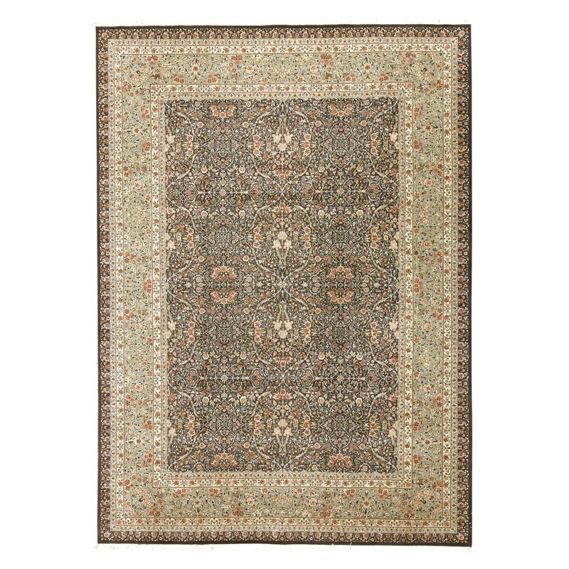 Tapis aubergine et vert clair noué à la main de haute qualité