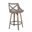 Tabouret de comptoir à hauteur fixe en bois gris clair et tissu gris - ensemble de 2