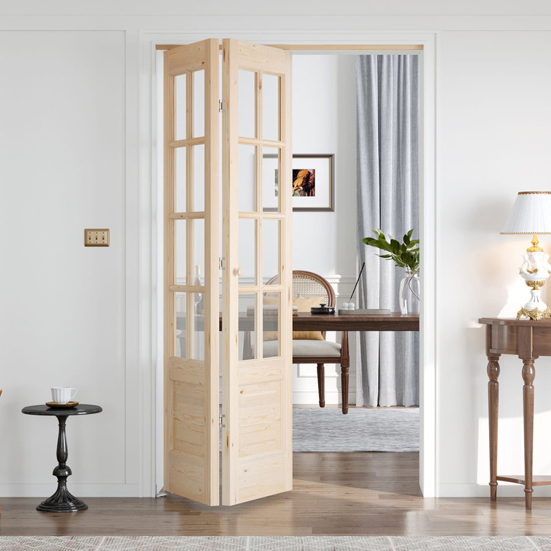 Porte pliante en verre et bois massif 8-Lite avec trousse de quincaillerie d'installation, 48 po x 80 po, 2