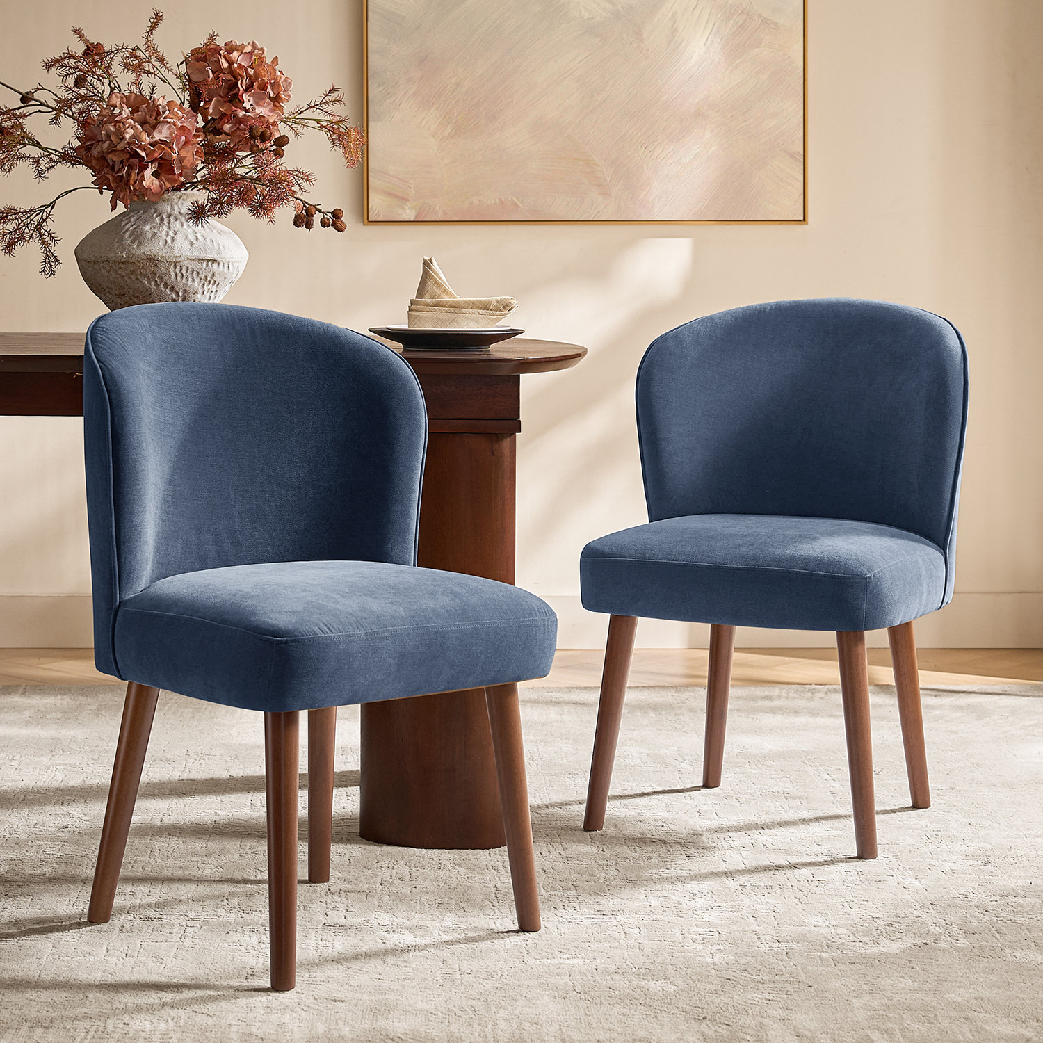 Davia Upholstered Dining Chair, Slate Blue
