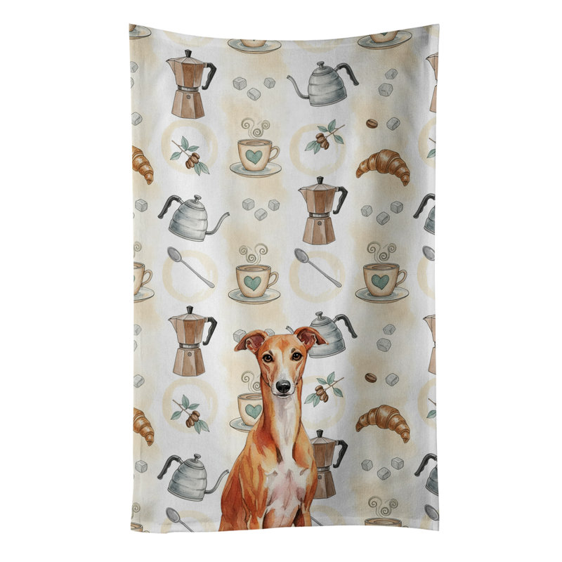 Red Whippet Coffee Bar Kitchen Towel, Red Whippet