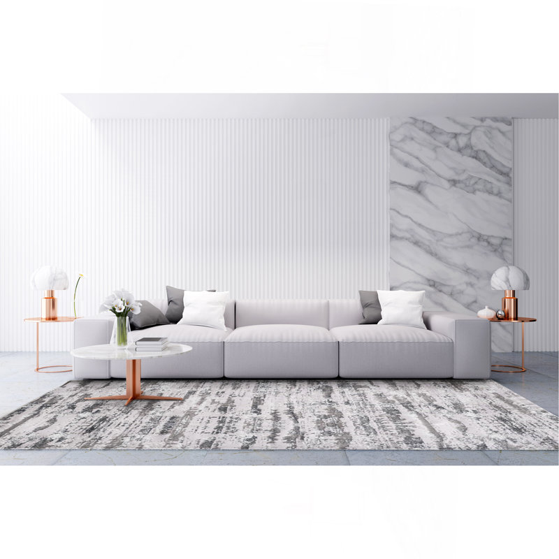 Tapis tissé argenté Milano Milano, Rectangle 4pi x 6 pi