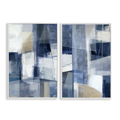  «Blue & Neutral Geometrics», ensemble de 2 estampes numériques par Hannah Dawson