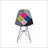 Patchwork Accent Chair Bohemian Style Fabric? Chair with Chromed Legs Geometric Pattern Chair, 18D x 21W x 32H, Set of 2