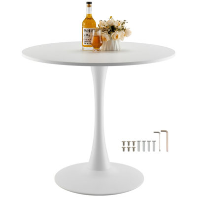 31.5 in Round Dining Table Wood Kitchen Table for 2-4 Person White (Only Table)