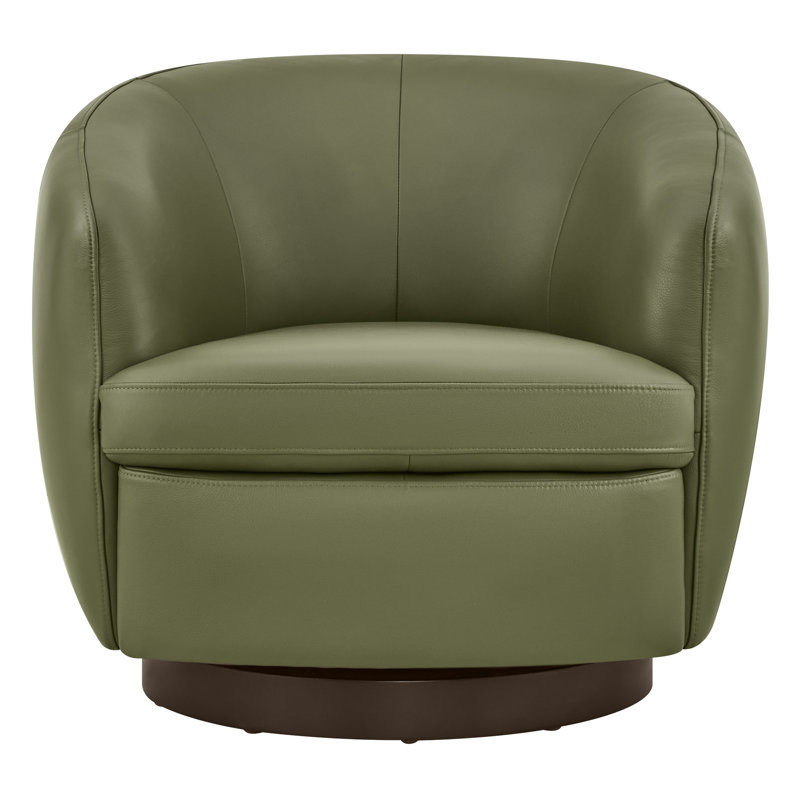 Fauteuil pivotant Marcy en cuir véritable, Olive, Marron foncé