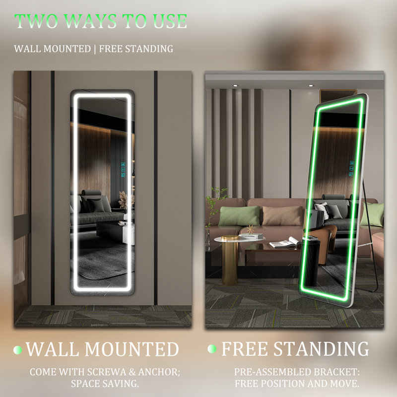 Metal Rectangle Wall Mirror, White