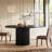 47.24" Modern Fluted Black Round Dining Table With Metal Base For 4-6 People