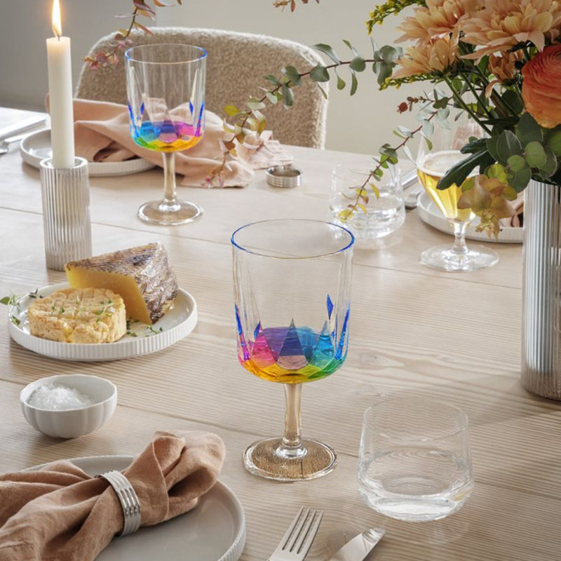 16 oz Acrylic Rainbow Wine Glasses