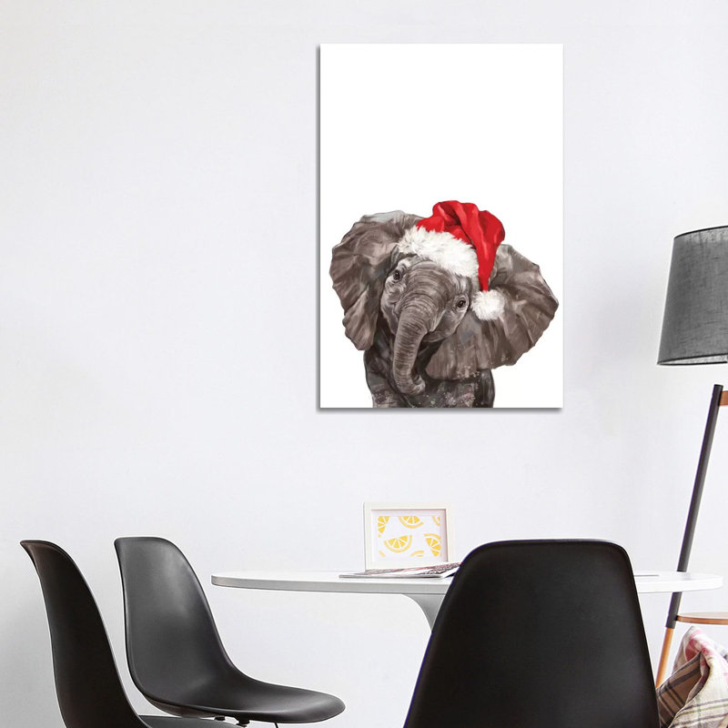 Christmas Baby Elephant 1 Piece Wrapped Canvas Wall Art