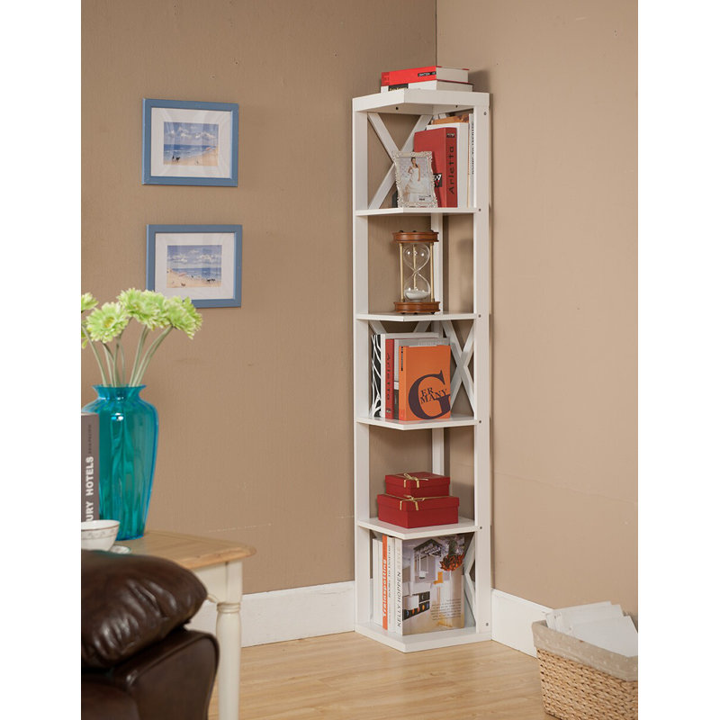 Decarri 5-Tier Corner Bookshelf with Open Display Shelves and Space-Saving Vertical Design, Ideal for Living Room, Home Office, Entryway Corner Storage Organizer Unit
