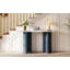 Console rustique étroite avec plateau ovale en faux marbre et pieds courbés-1193763782