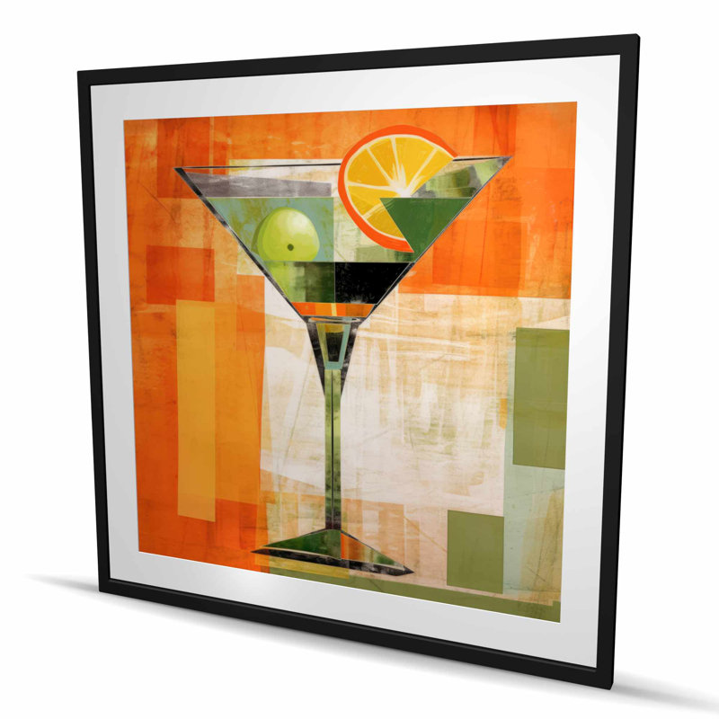 Cocktail - imprimé mat encadré orange alimentaire pour la décoration intérieure, H 48 po x l 48 po